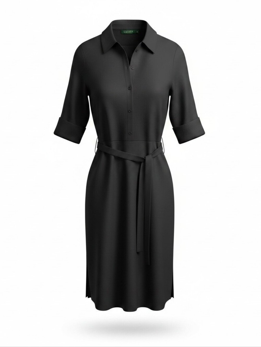 Ralph Lauren Black Midi Shirt Dress with Belt